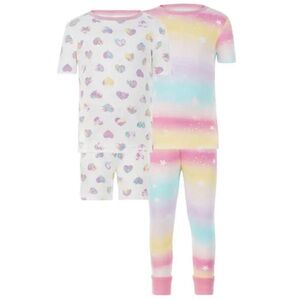 NWT Kirkland Signature Kids Youth Girls 4-piece Cotton Pajama Set HEARTS